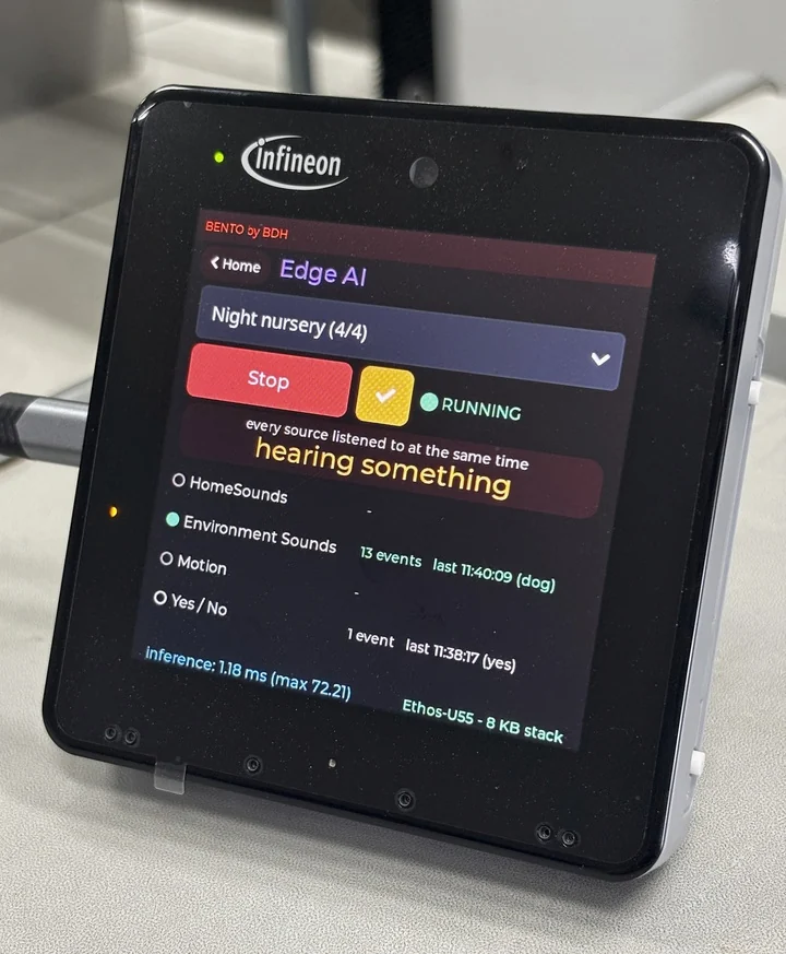 The same device showing its Edge AI screen with models running